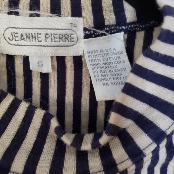 Vintage Cotton 2 Piece Mock Turtleneck Matching Cardigan Vertical Stripes Small - Picture 10 of 10